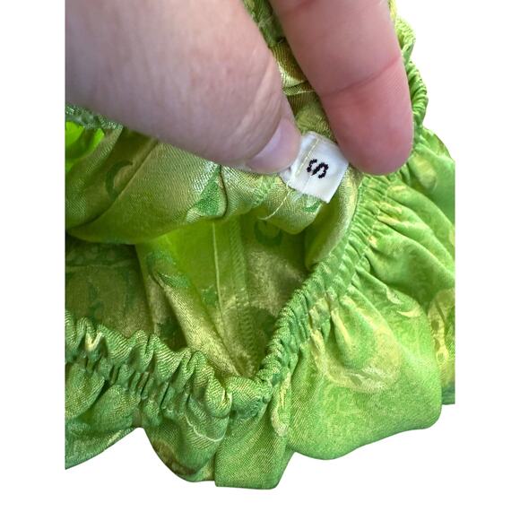 Vintage neon green all over moon print silky pants - Picture 3 of 6